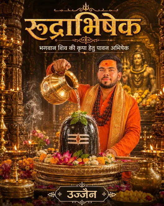 Acharya Pandit Abhishek Guruji during puja preparation in Ujjain